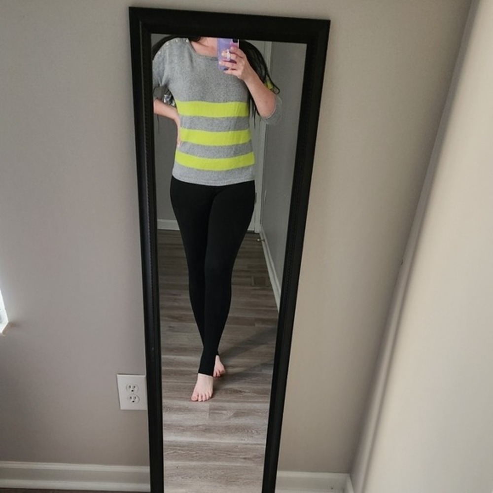 Grey Gap Sweater with Neon green Stripes size medium